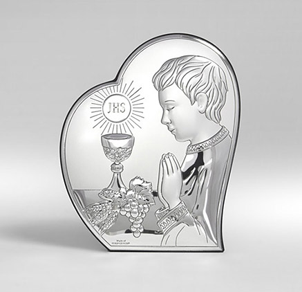 Kommuniongeschenk für Junge Silber Bild zur Erstkommunion; Hersteller: Valenti & Co