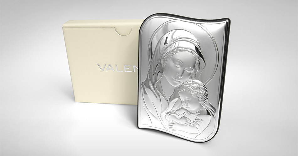 Gottesmutter mit dem Jesuskind Versilbertes Bild Valenti & Co