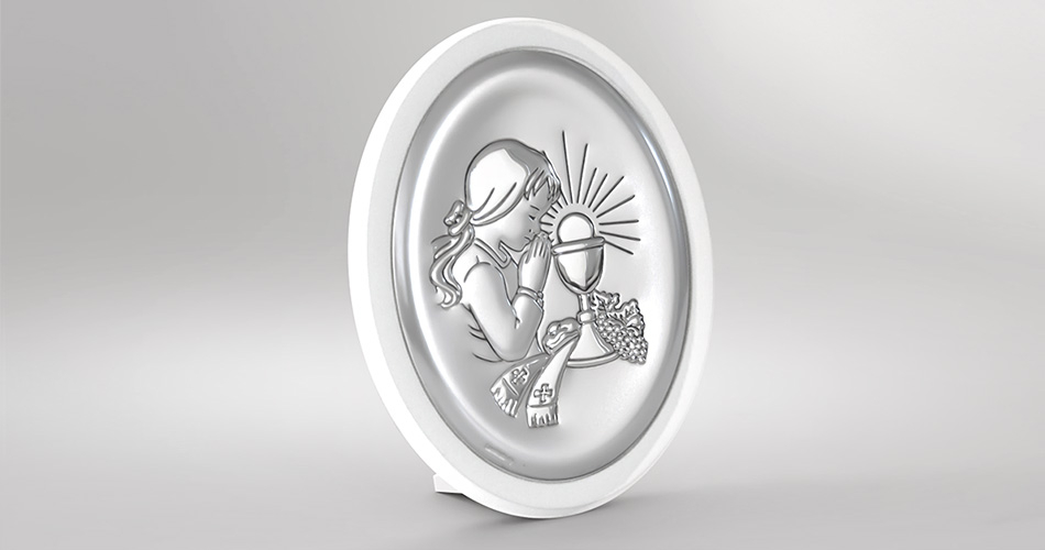Kommunionsgeschenk Silbernes Bild für Mädchen Beltrami