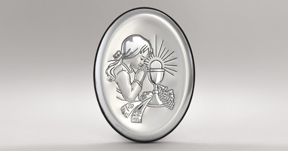 Kommuniongeschenk für Mädchen Silber Bild zur Erstkommunion Beltrami