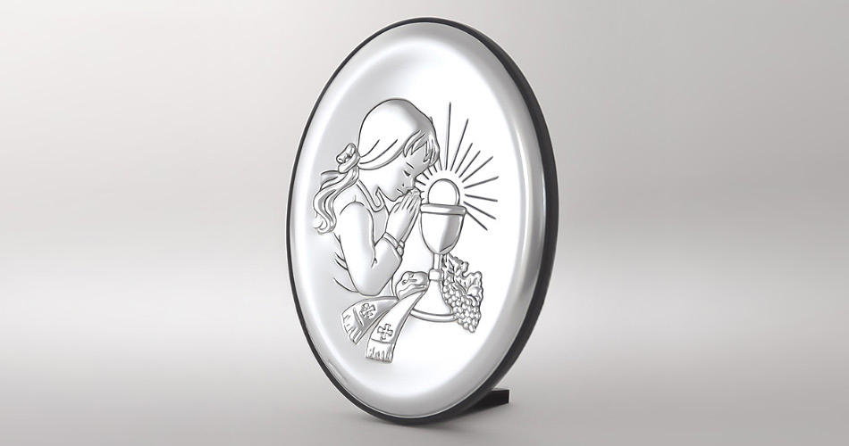 Kommuniongeschenk für Mädchen Silber Bild zur Erstkommunion Beltrami