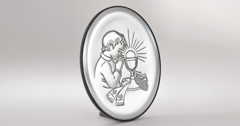 Kommuniongeschenk für Junge Silber Bild zur Erstkommunion Beltrami