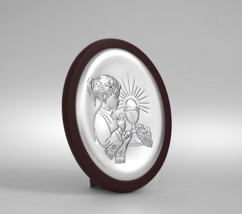 Kommunion Geschenk für Mädchen Silber Bild zur Kommunion Beltrami