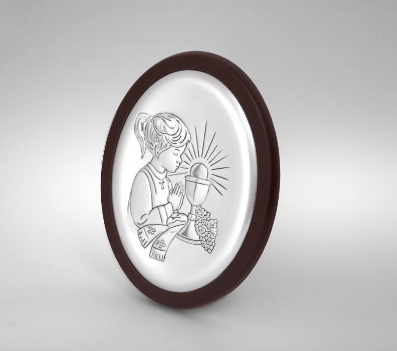 Kommunion Geschenk für Mädchen Silber Bild zur Kommunion Beltrami