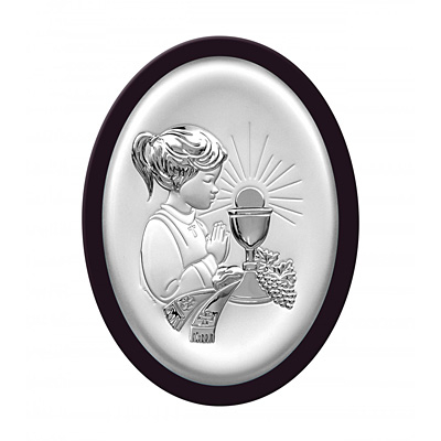 Kommunion Geschenk für Mädchen Silber Bild zur Kommunion Beltrami