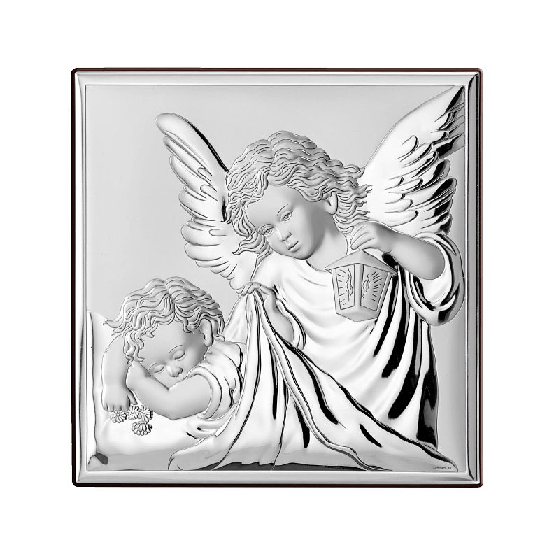 Engelchen über Kind Silber Bild für Patenkind Valenti & Co