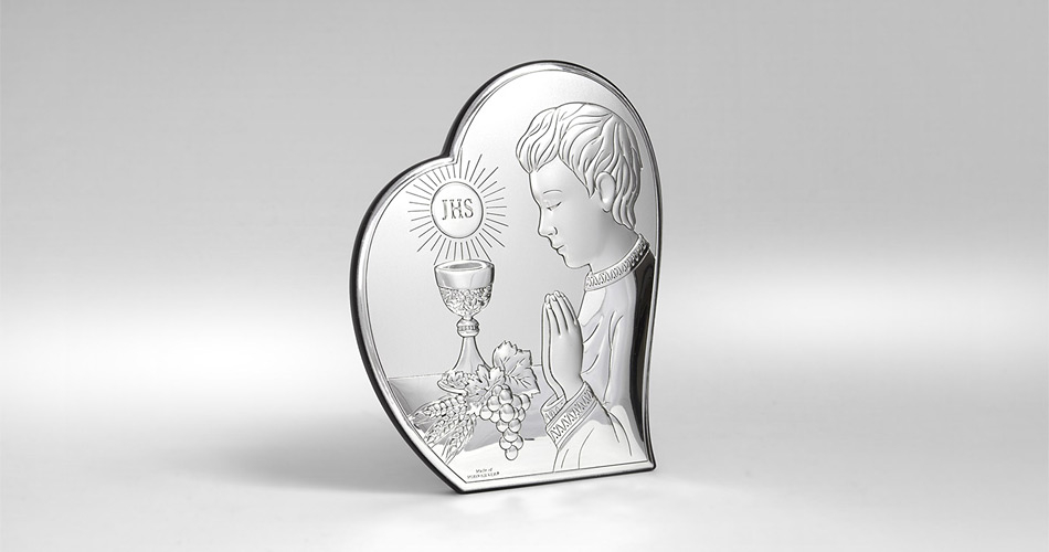 Kommuniongeschenk für Junge Silber Bild zur Erstkommunion Valenti & Co
