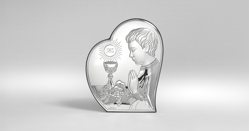 Kommuniongeschenk für Junge Silber Bild zur Erstkommunion Valenti & Co