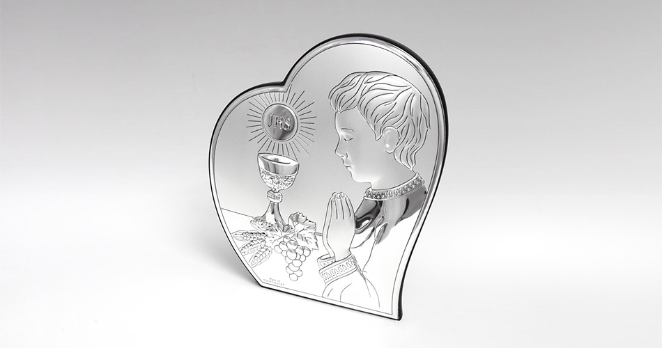 Kommuniongeschenk für Junge Silber Bild zur Erstkommunion Valenti & Co