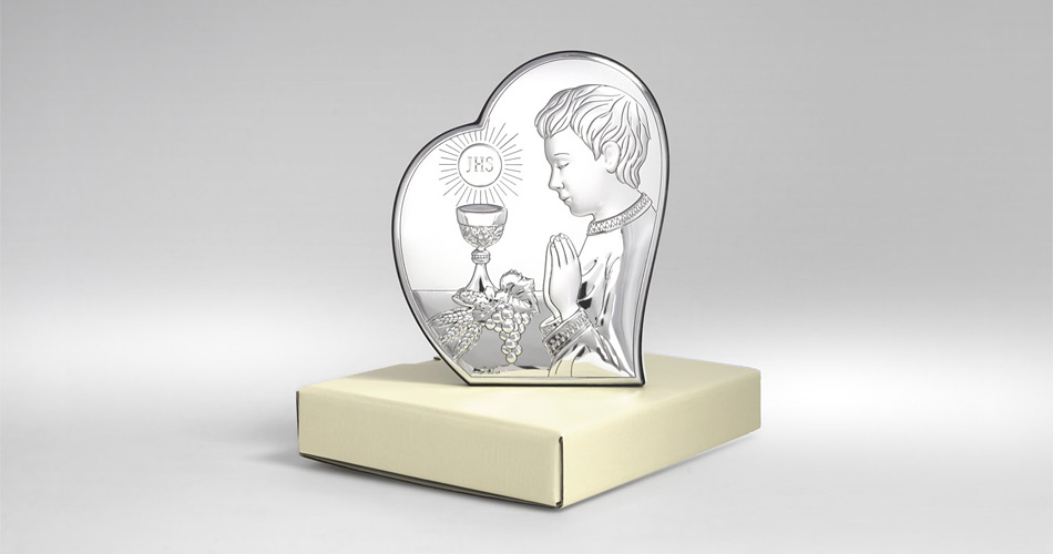 Kommuniongeschenk für Junge Silber Bild zur Erstkommunion Valenti & Co