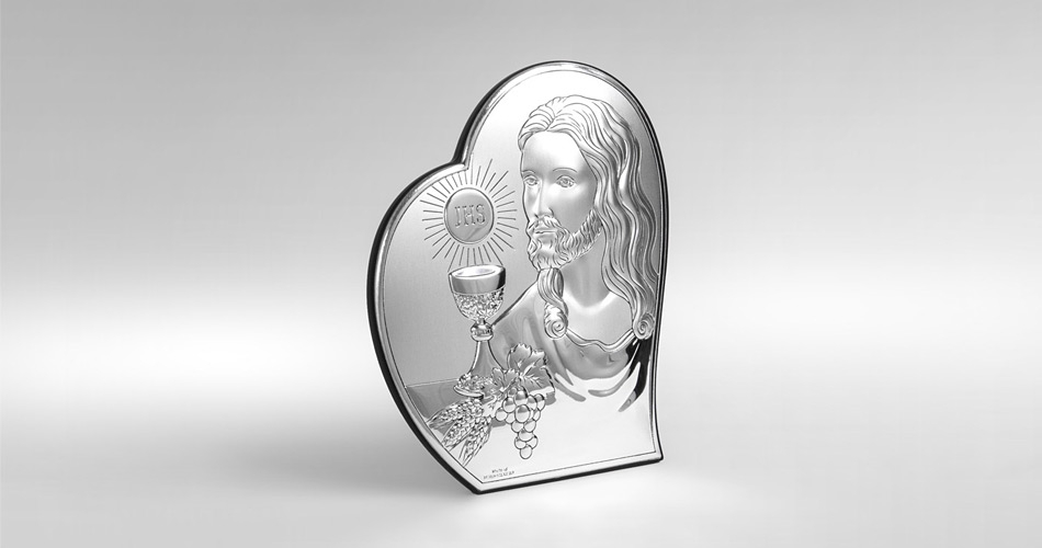 Jesus Christus zur Kommunion Silber Bild zur Erstkommunion Valenti & Co