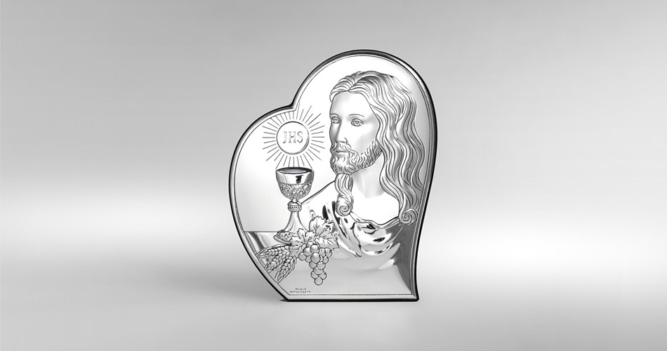 Jesus Christus zur Kommunion Silber Bild zur Erstkommunion Valenti & Co