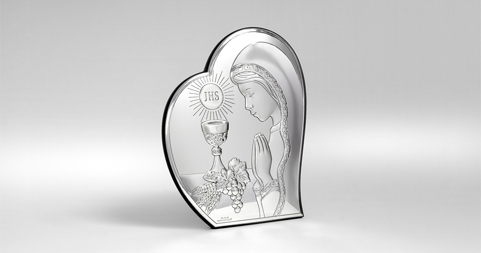 Kommuniongeschenk für Mädchen Silber Bild zur Erstkommunion Valenti & Co