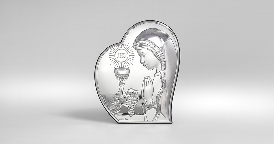 Kommuniongeschenk für Mädchen Silber Bild zur Erstkommunion Valenti & Co