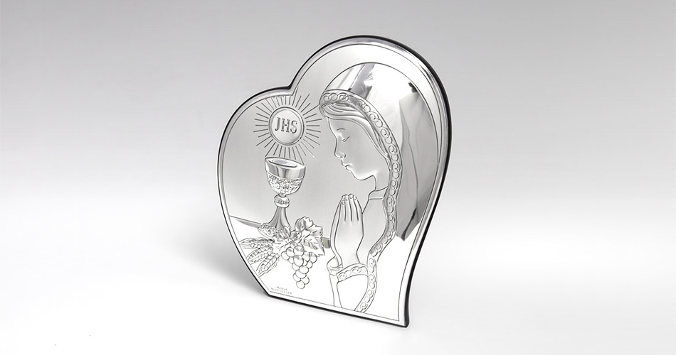 Kommuniongeschenk für Mädchen Silber Bild zur Erstkommunion Valenti & Co