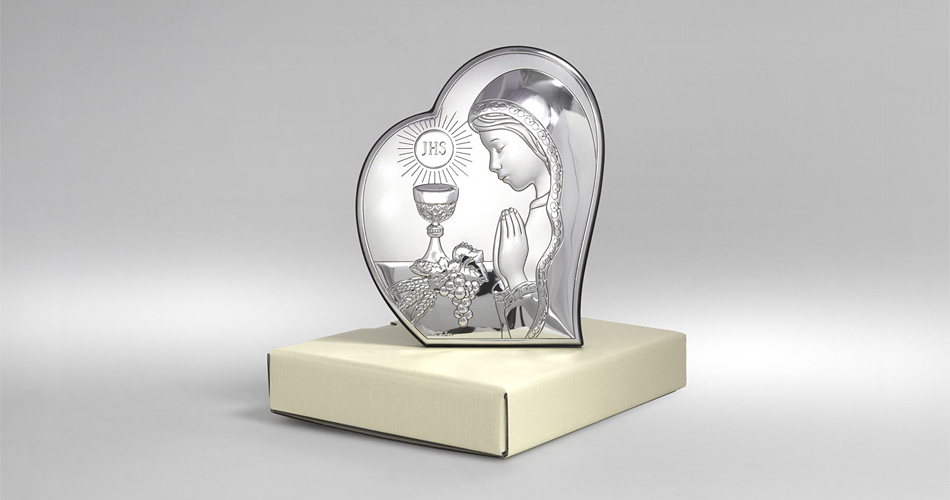 Kommuniongeschenk für Mädchen Silber Bild zur Erstkommunion Valenti & Co