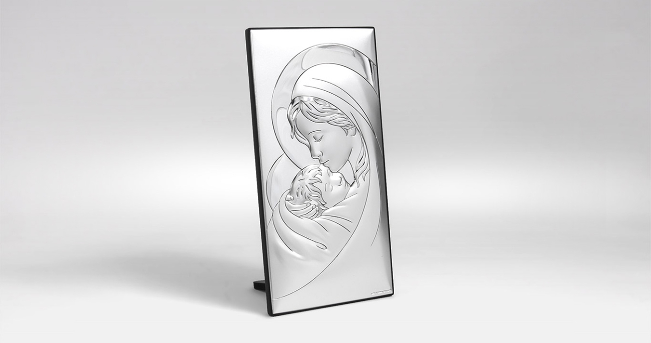Gottesmutter Maria mit Kind Silber Bild Beltrami Beltrami