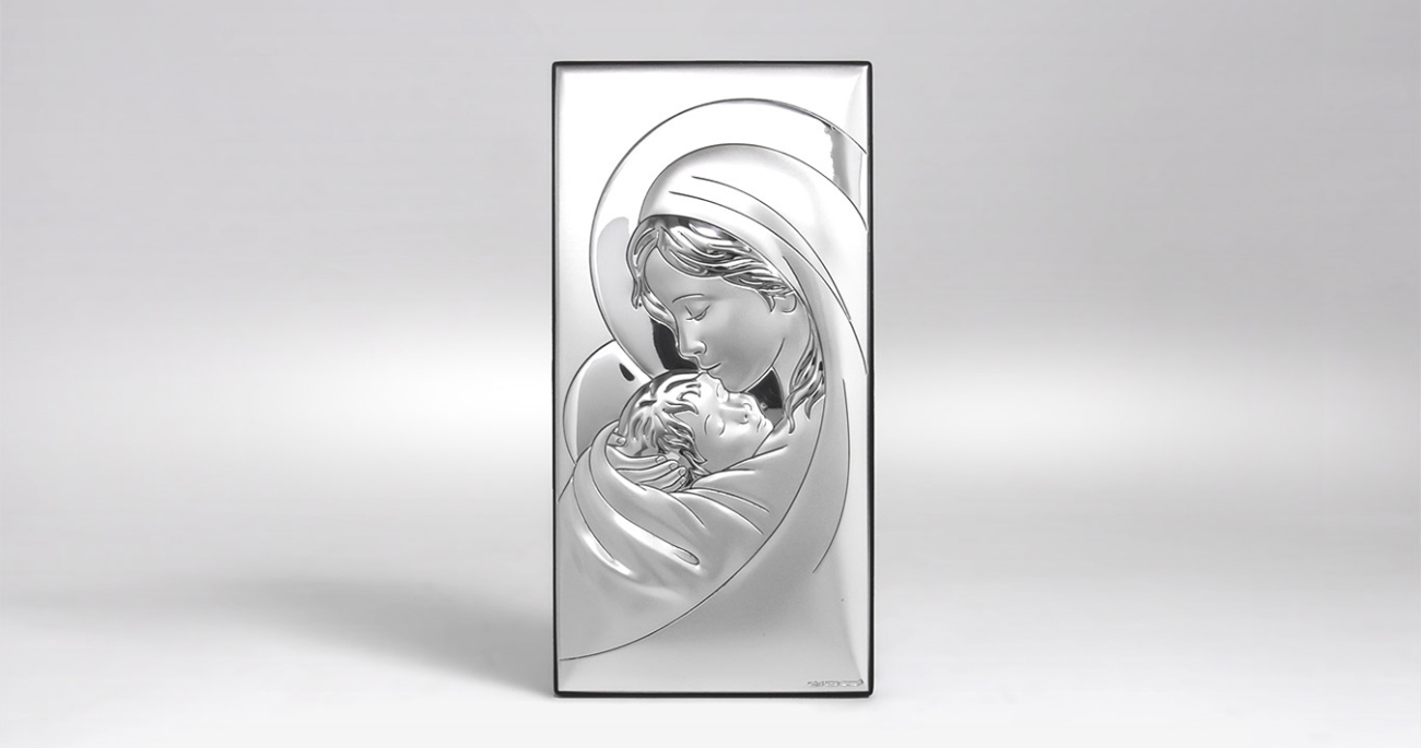 Gottesmutter Maria mit Kind Silber Bild Beltrami Beltrami