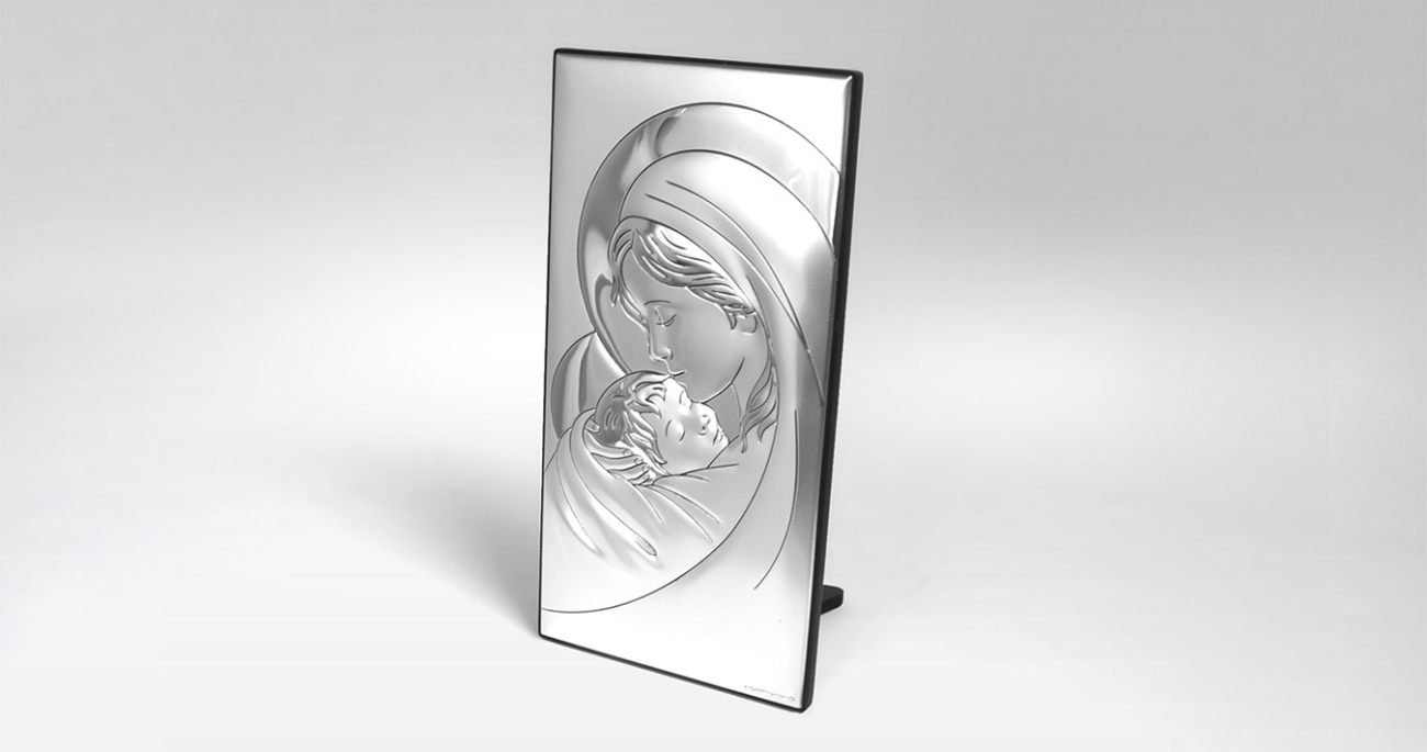 Gottesmutter Maria mit Kind Silber Bild Beltrami Beltrami