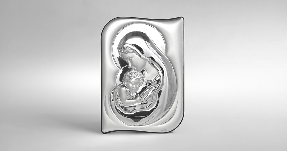 Gottesmutter Maria mit Kind Silber Bild Beltrami Valenti & Co