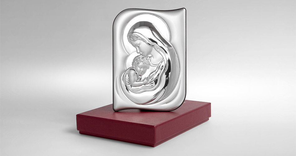 Gottesmutter Maria mit Kind Silber Bild Beltrami Valenti & Co