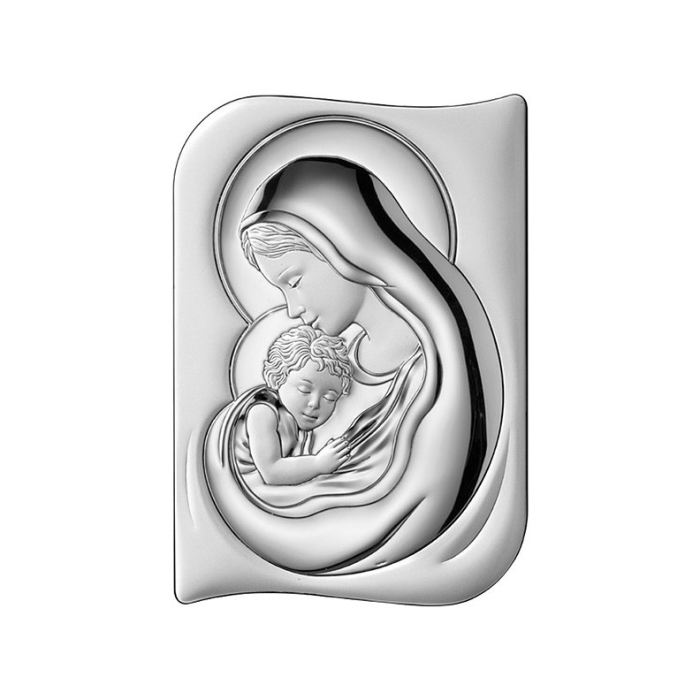 Gottesmutter Maria mit Kind Silber Bild Beltrami Valenti & Co