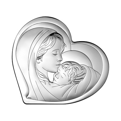 Gottesmutter Maria mit Kind Silber Bild Beltrami; Hersteller: Beltrami
