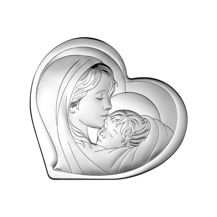 Gottesmutter Maria mit Kind Silber Bild Beltrami Beltrami