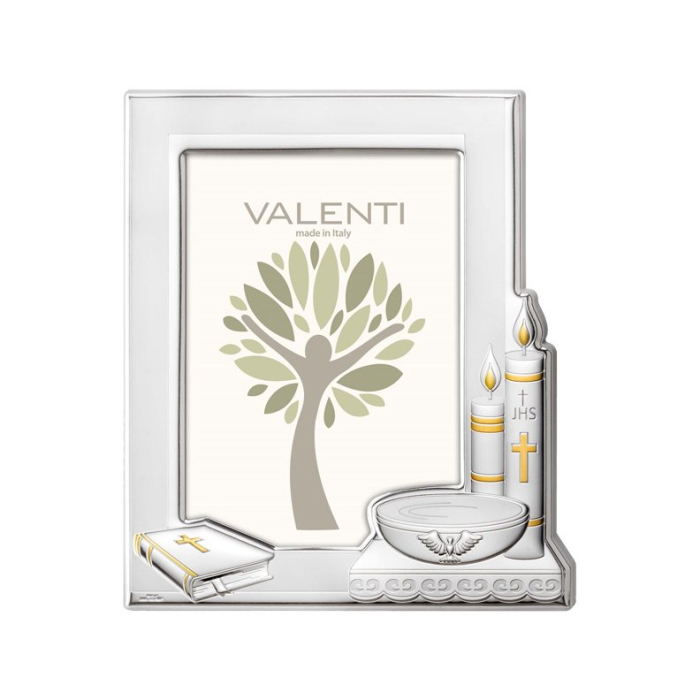 Silber Fotorahmen zur Taufe Gechenk für Patenkind Valenti & Co