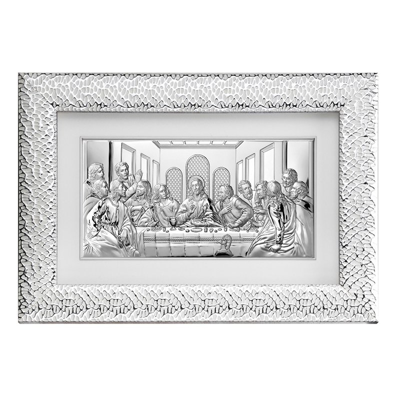 Letzte Abendmahl Silber Bild in Rahmen hinter Glas Valenti & Co