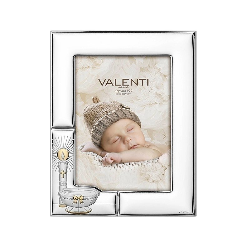 Silber Fotorahmen zur Taufe Gechenk für Patenkind Valenti & Co