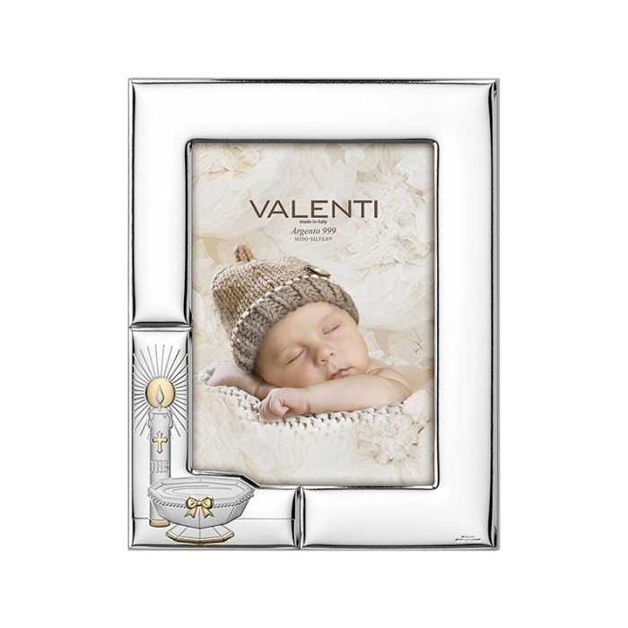 Silber Fotorahmen zur Taufe Gechenk für Patenkind Valenti & Co
