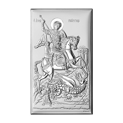 Heiliger Georg Silberbild; Hersteller: Valenti & Co