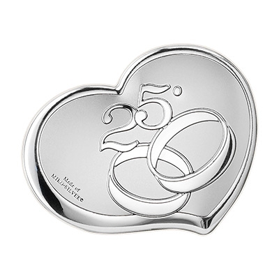 Silber Bild mit Eheringen Geschenk zur 25 Hochzeitsjubiläum; Hersteller: Valenti & Co
