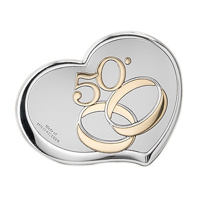 Silber Bild mit Eheringen Geschenk zur 50 Hochzeitsjubiläum; Hersteller: Valenti & Co