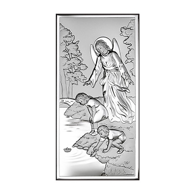 Schutzengel Silberbild zur Taufe; Hersteller: Beltrami