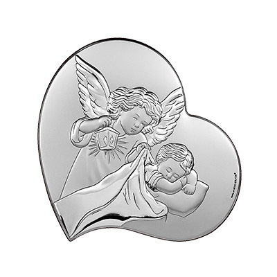 Engelchen über Kind Silber Bild für Patenkind; Hersteller: Beltrami