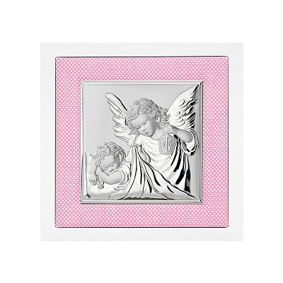 Silberbild Engel über Kind Taufgeschenk für Patenkind; Hersteller: Valenti & Co