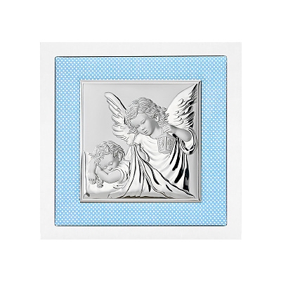 Silberbild Engel über Kind Taufgeschenk für Patenkind; Hersteller: Valenti & Co