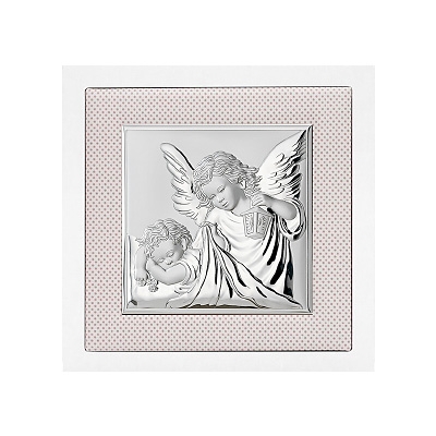 Silberbild Engel über Kind Taufgeschenk für Patenkind; Hersteller: Valenti & Co