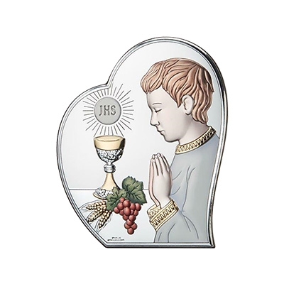 Silber Bild zur Kommunion für Junge Kommuniongeschenk; Hersteller: Valenti & Co
