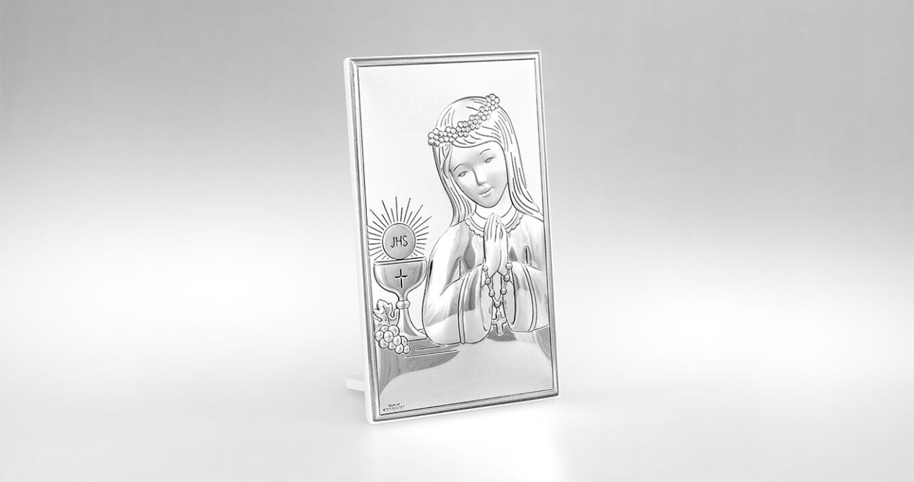 Silber Bild zur Kommunion für Mädchen Kommuniongeschenk Valenti & Co