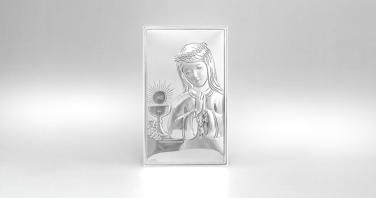 Silber Bild zur Kommunion für Mädchen Kommuniongeschenk Valenti & Co