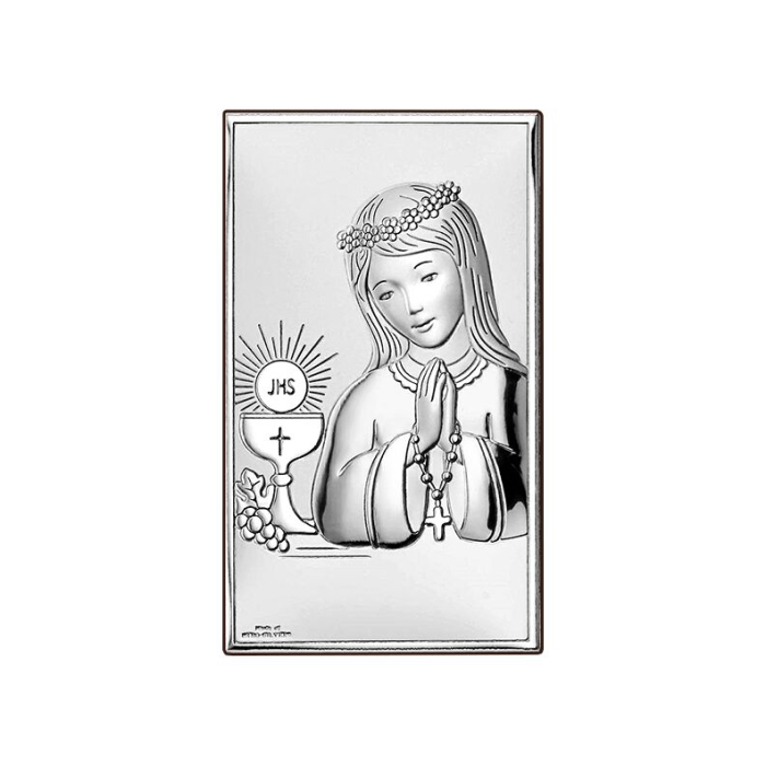 Silber Bild zur Kommunion für Mädchen Kommuniongeschenk Valenti & Co