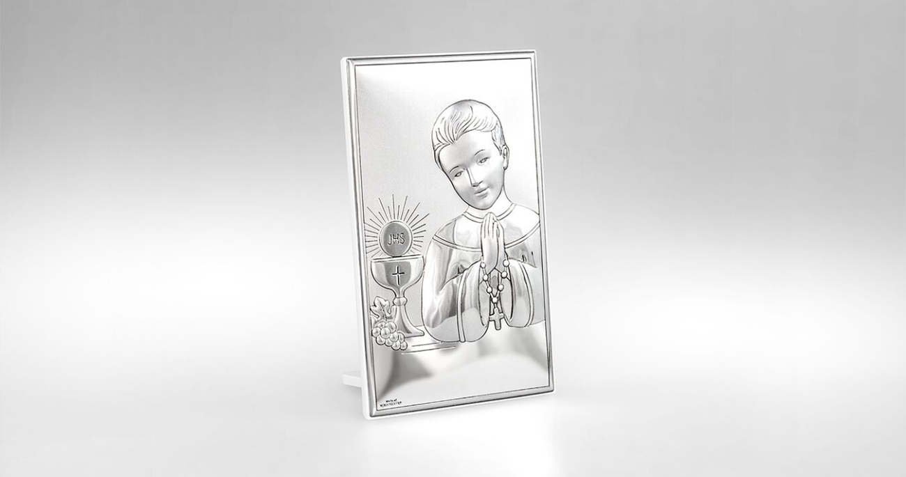 Silber Bild zur Kommunion für Junge Kommuniongeschenk Valenti & Co