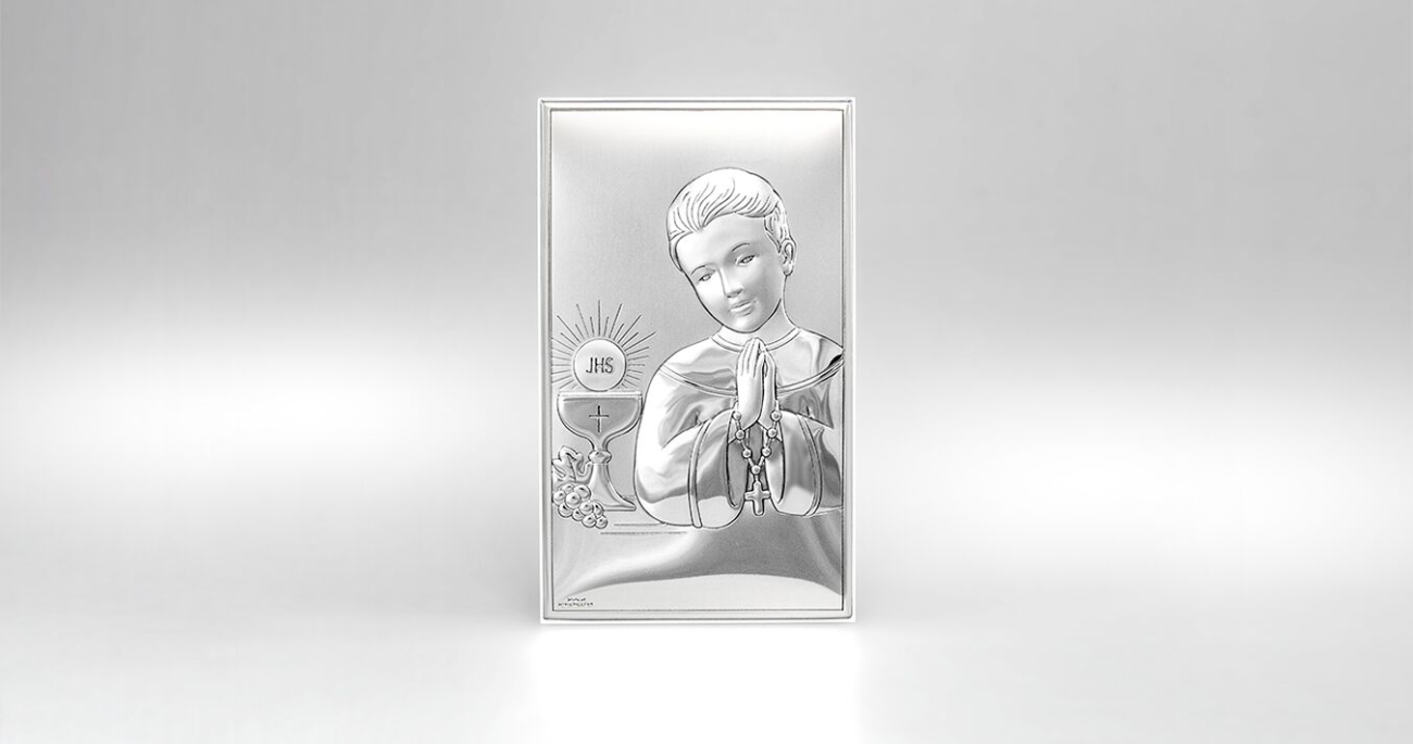 Silber Bild zur Kommunion für Junge Kommuniongeschenk Valenti & Co