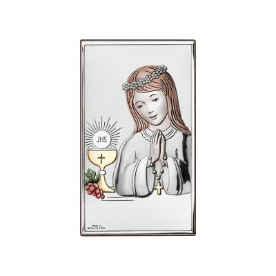 Silber Bild zur Kommunion für Mädchen Kommuniongeschenk; Hersteller: Valenti & Co