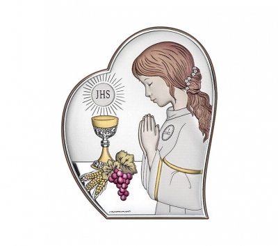 Silber Bild zur Kommunion für Mädchen Kommuniongeschenk; Hersteller: Beltrami