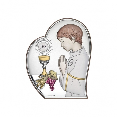 Silber Bild zur Kommunion für Junge Kommuniongeschenk; Hersteller: Beltrami