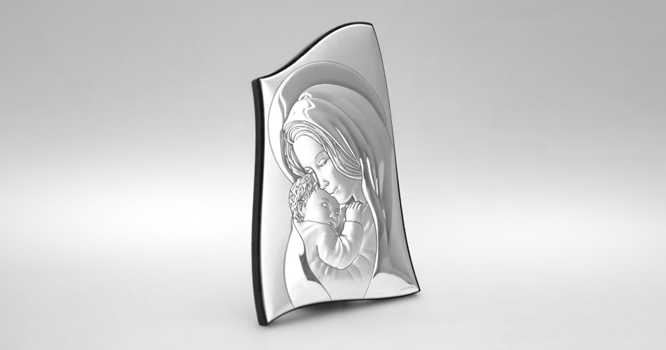 Gottesmutter mit dem Jesuskind Versilbertes Bild Valenti & Co